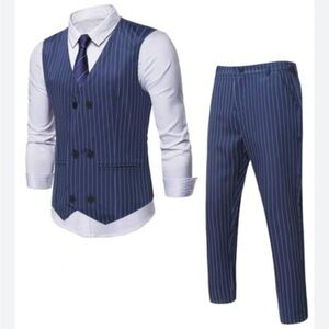 SHEIN Manifinity Mode Men Plus Striped Double Breasted Vest